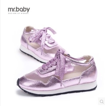 mr.baby 2015韩版儿童单鞋 爆裂纹 真皮网面皮鞋运动鞋 透气凉鞋