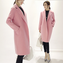 2016韩版秋冬装女新款气质显瘦修身毛呢大衣中长外套