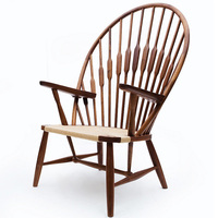 实木孔雀椅  北欧简约休闲设计师创意水曲柳椅 复古咖啡洽谈餐椅_250x250.jpg