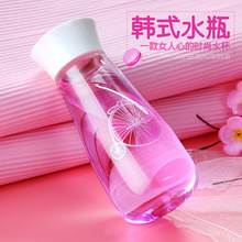 萌萌单层玻璃水杯卡西菲新款创意韩式水瓶可爱时尚玻璃杯定做印字