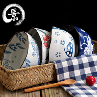 日式釉下彩5.5寸波纹碗米饭碗创意手绘汤碗沙拉碗景德镇陶瓷碗_250x250.jpg