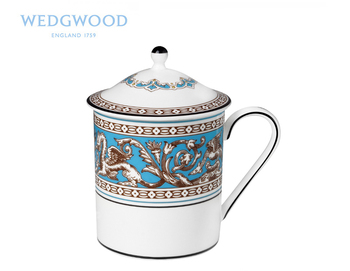 现货英国Wedgwood 佛罗伦萨丝绸之路骨瓷带盖中式马克杯经典热卖