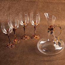 新款珐琅彩欧式葡萄酒杯礼盒装酒具创意水晶红酒杯高脚杯子醒酒器
