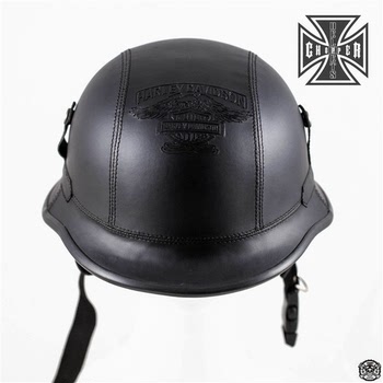 美国 哈雷个性摩托车头盔 半盔黑色 夏盔 皮盔二战复古