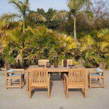 斐梵卡洛克高档户外实木家具缅甸进口柚木缅柚桌椅组合一桌六椅
