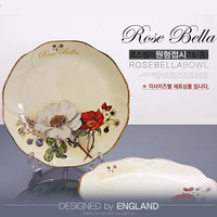 韩国进口玫瑰蓓蕾Rose Bella陶瓷金边圆盘浅盘果盘茶点盘正品承诺_250x250.jpg