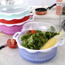 厨房水果篮塑料洗菜盆带盖加厚双层沥水洗菜篮食品级蔬菜盆批发