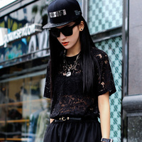 定制欧洲站大码女装夏装新款镂空蕾丝修身显瘦黑色蕾丝衫上衣女_250x250.jpg