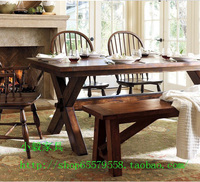 老榆木餐桌餐厅家具欧式田园长条桌饭桌组合桌椅咖啡桌现货促销_250x250.jpg
