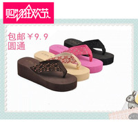 包邮新款蕾丝带坡跟底防水台松糕底日系韩版女式拖鞋_250x250.jpg