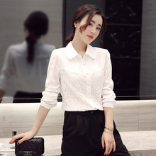 衬衫女长袖2016春装新款韩版女装雪纺衫白色上衣大码衬衣打底衫潮