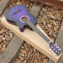 正品化紫色电箱38寸民谣吉他初学者吉他学生吉他练习吉他送全套
