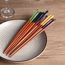 日式进口实木原木烤漆筷子家居日用餐具红檀木情侣五彩色筷子