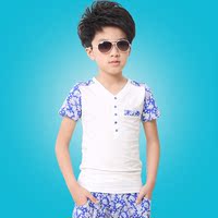 2015新款夏季套装 男童青花瓷两件套 民族风T恤+短裤 潮童两件套_250x250.jpg