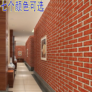 3D中式砖纹墙纸仿古砖块壁纸饭店餐厅白砖茶楼酒店红砖青砖灰砖