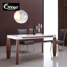 北欧现代简约烤漆新古典餐桌小户长方型6人餐桌椅组合白色饭桌