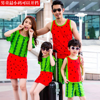 一家三口亲子装 夏季新品 母女裙/父子套装西瓜个性亲子套装 潮_250x250.jpg