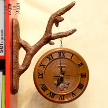 三春三夏 美式乡村静音挂钟客厅钟表装饰品创意家居树脂壁挂时钟