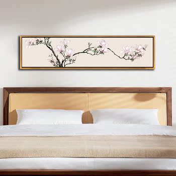 温馨中式客厅装饰画玉兰花油画背景墙卧室装饰画床头墙上挂画壁画