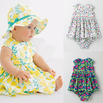 【现货】英国NEXT童装代购 2015款女宝宝婴儿柠檬连衣裙+内内套装
