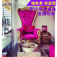 美欧式高背单人沙发椅法式 1.8米豪华大气全实木金银箔酒店形象椅_250x250.jpg