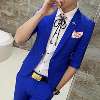 夏季新款韩版中袖西服套装男 夜店理发师时尚男士西装裤子两件套_250x250.jpg