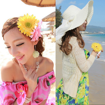 波西米亚头花饰品韩国花朵海边度假仿真布艺头花 新娘发饰手腕花