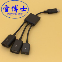 厂家直销 USB 3.1TYPE-C转micro USB HUB转接线 黑色一分三正反插_250x250.jpg