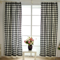 韩式黑白色格子纯棉布窗帘成品 美式客厅卧室定制做简约现代窗帘_250x250.jpg