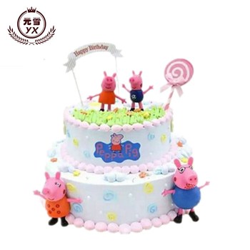 儿童卡通小猪佩奇双层生日蛋糕全国上海北京广州南京重庆同城速递