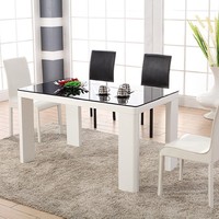 现代简约钢化玻璃餐桌椅组合黑白小户型长方形一桌四椅饭桌 包邮_250x250.jpg
