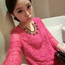 雪纺衫女2015春秋装新款韩版圆领中长款长袖假两件蕾丝T恤打底衫