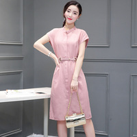 新款时尚优雅柔美精致立体纯色连衣裙（配独特腰带）_250x250.jpg