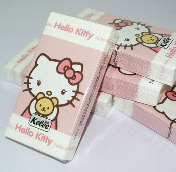 hello kitty凯蒂猫 彩色印花 手帕纸巾 卡通面巾纸 餐巾纸定制