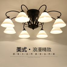 客厅灯美式现代简约吸顶灯卧室房间温馨灯具创意圆形餐厅大气灯饰