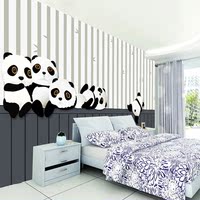 儿童房壁纸熊猫主题墙纸壁画立体卧室无缝定制卡通立体背景墙_250x250.jpg