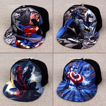 英雄联盟美国队长图案男童棒球帽蜘蛛侠超人嘻哈帽宝宝钢铁侠帽子