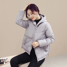 2016冬新款韩版纯色连帽修身显瘦加厚时尚羽绒服棉衣女短款面包服