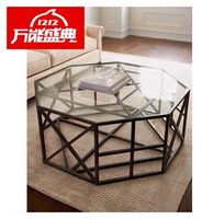 欧式铁艺茶几简约现代创意茶桌客厅阳台小茶几玻璃圆形简易_250x250.jpg