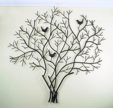 欧式创意客厅壁挂小鸟生命树酒店 墙壁装饰品立体壁挂铁艺壁饰