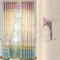 韩式田园风格窗帘浪漫紫色棉麻提花卧室客厅落地飘窗帘成品定制_250x250.jpg