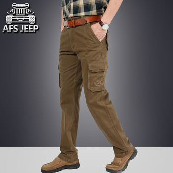 AFS JEEP大码休闲裤加肥加大宽松薄款秋季直筒工装裤男士多兜长裤