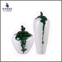新中式现代绿色陶瓷罐落地摆件 样板间玄关柜酒店创意装饰将军罐_250x250.jpg