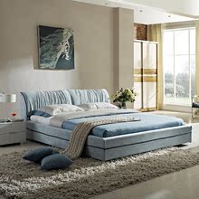 布艺床可拆洗双人床 棉麻布床北欧床简约现代小户型储物床实木