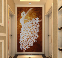 手绘3d立体欧式玄关过道背景墙壁纸竖版壁画芭蕾舞者抽象油画墙纸_250x250.jpg