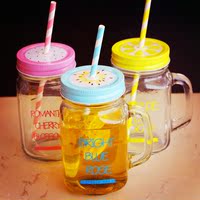 韩国创意个性带盖公鸡杯情侣透明吸管梅森杯柠檬果汁饮料玻璃水杯_250x250.jpg