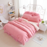 韩式可爱公主粉色丝蕾丝花边床裙床罩全棉四件套家居宿舍款包邮_250x250.jpg