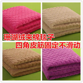 升级珊瑚绒夹棉加厚床单法莱绒毛毯学生褥子1.5/1.8米床笠单双人