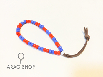 arag shop 2016ss新款手链  淡紫色配橘色 皮绳玻璃珠手链 手串