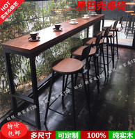 实木星巴克咖啡厅长条桌椅组合餐桌靠墙吧台桌椅 铁艺高脚椅桌子_250x250.jpg
